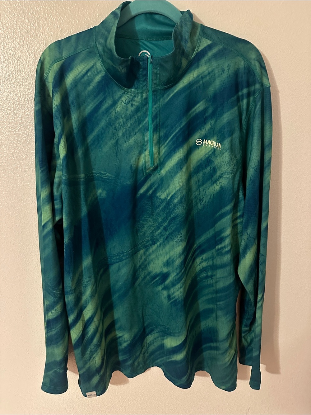 Magellan Outdoors Men's Teal & Aqua Long-Sleeve Half-Zip Rash Guard